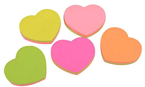 NUOBESTY 5pezzi Adesivi Forma Di Cuore Blocchi Di Note Autoadesivi Per Annotare Numeri o Prendere Appunti Rapidamente Adatti Ufficio Scuola e Casa