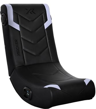 X Rocker Eclipse Video Gaming Floor Chair with Built-in Headrest Speakers, Wireless Bluetooth, Foldable, Vegan Leather, 300 lbs Max, Amazon Exclusive, Black and Silver, Gifts for Gamers