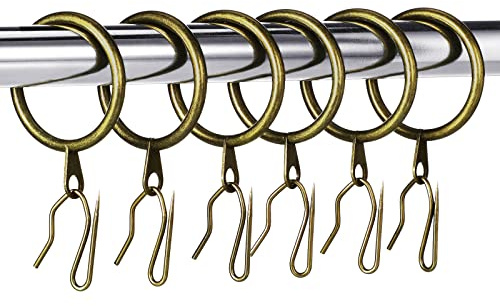30 Anelli Tende Drappeggio in Metallo Anelli Tende da Appendere e 30 Ganci a Perno Tendaggi in Metallo per Tende da Doccia Finestre Porta, 30 mm Diametro Interno (Bronzo Olio-Strofinato)