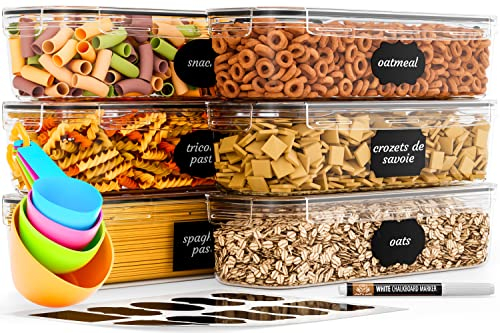 Chef's Path - Set di contenitori ermetici per alimenti, ideali per pasta, spaghetti e tagliatelle, tutte le stesse dimensioni, contenitori in plastica con coperchio resistente