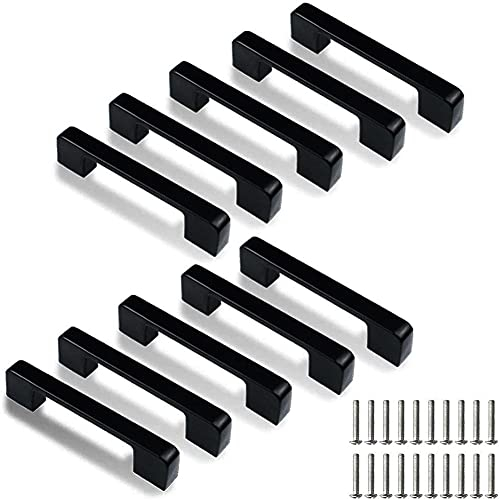 Bosdontek Maniglie per credenze da cucina, 96 mm, confezione da 10 maniglie nere per armadi, maniglie nere con viti, maniglie per porte della cucina, cassetti (distanza fori 96 mm)