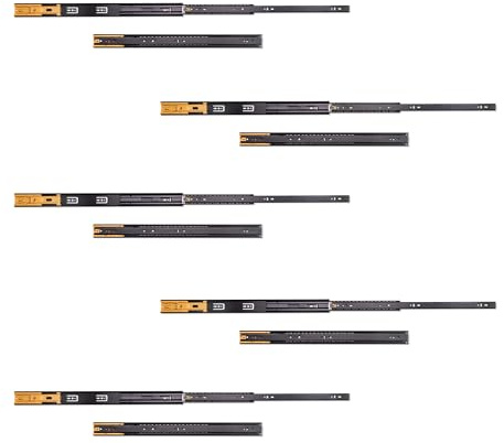Emuca - Schubladenschienen kugellager 45mmx550mm, Set aus 5 Paar aus schubladenauszug Vollauszug mit dämpfer, Schwarz