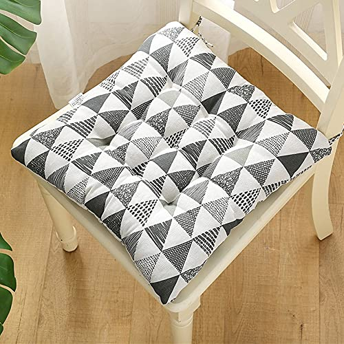 Stuhlkissen mit Bändern 2er Set, Chickw1 Geometrie Sitzkissen Gefüllt Dekokissen Zierkissen Gartenkissen für Gartenstuhl, Küche oder Esszimmerstuhl Indoor und Outdoor (50x50cm,Graues Dreieck)