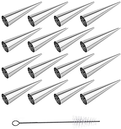 XLKJ 16pcs Moule Cornet Croissant, Moules Crème à Pâtisserie en Acier Inoxydable, pour Feuilletés, Gâteau, Crème Glacé