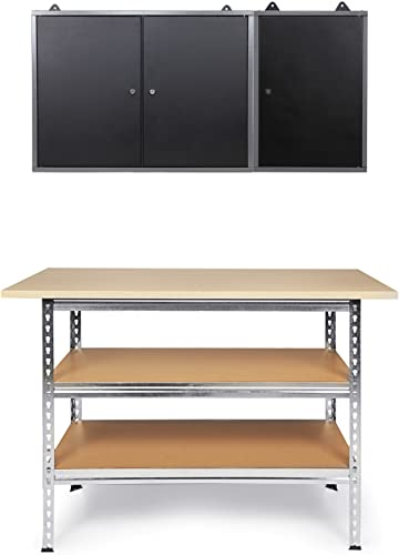 Ondis24 Werkstatteinrichtung Uwe, Metall, 2 Werkstattschränke(Arbeitshöhe 92 cm, Schwarz)