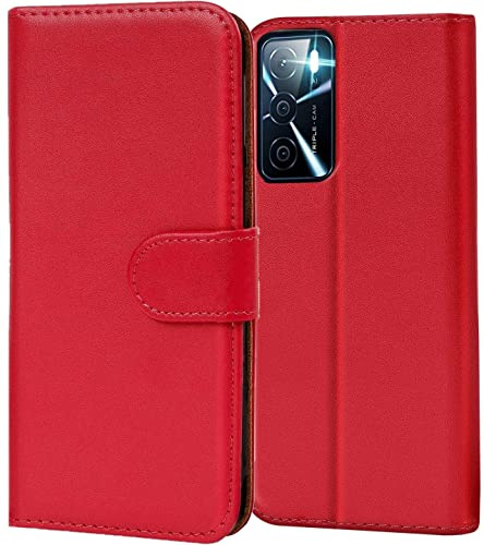 AMAZE!UK Phone Case For Oppo A54s, Oppo A16s Flip Book Phone Case with Kickstand,Full Protection Case with Magnetic Closure fit for Oppo A54s, Oppo A16s (Red)