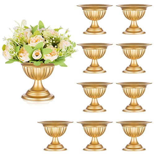 Sziqiqi Vasi In Metallo Dorato per Fiori - 10 Pezzi Decorazioni per Tavolo Da Ricevimento Vintage Mini Composizioni Floreali Vaso per La Decorazione Di Centrotavola per Feste Di Nozz