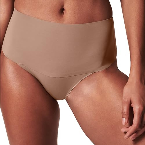 SPANXsupersmooth Undie-tectable Thong - Comfortable Core Control - Invisible Shapewear - Women No Show Thong Underwear - Cafe Au Lait - Small