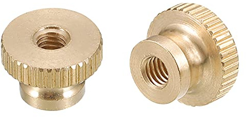 uxcell Knurled Thumb Nuts, 2pcs M4 x D12mm x H8mm Brass Knurled Nut with Collar High Head Through Hole Adjusting Nuts for 3D Printer Parts