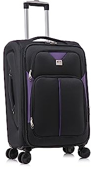 ATX Luggage 24 Medium Suitcase Expandable Durable Lightweight Suitcase with 4 Dual Spinner Wheels and Built-in 3 Digit Combination Lock (Black/Purple, 73 Liter)