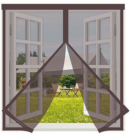 Mosquitera Ventana Magnetica 110x110cm,Mosquiteras de Ventanas, se Cierra Automáticamente es Fáciles de Instalar,Cortina Magnetica Ventana para Prevenir Mosquitos y Insectos,Marrón