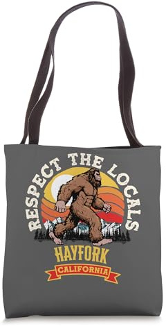 Hayfork California Repect The Locals Retro Bigfoot Tote Bag