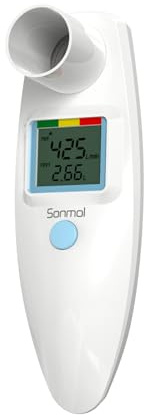 Sonmol Digital Peak Flow Meter Portable PEF Forced Expiratory Volume FEV1 Tester with Red Yellow Green Risk Indicator