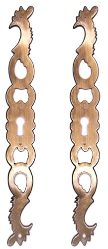 cyclingcolors 2x Entrée de coq main gauche en zamak finition laiton vieilli hauteur 194mm entraxe 174mm Rustique Serrure Ancien Décoration Vintage Meuble
