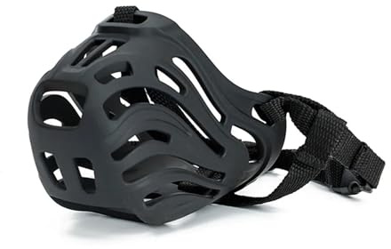 KANGYEBAIHUODIAN Verstellbarer Maulkorb for Hunde, weiches Silikon, atmungsaktives Netz, Stabiler Korb, Maulkörbe for kleine und große Hunde, Haustiertraining, passend for Zubehör, weich (Color : Bla