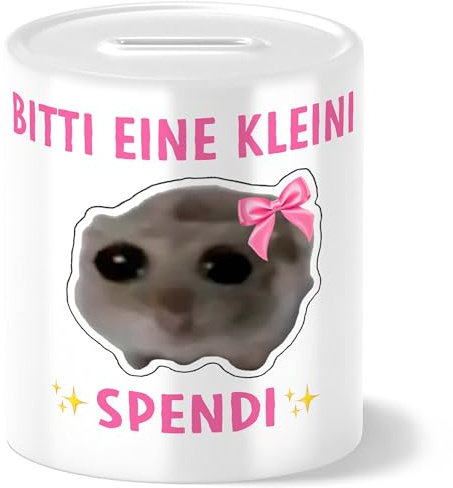 mindmonkeys® Hamsti | Sad Hamster Meme Lustige Spardose Lustige Sprüche Spardose | kleini Spendi | Keramik