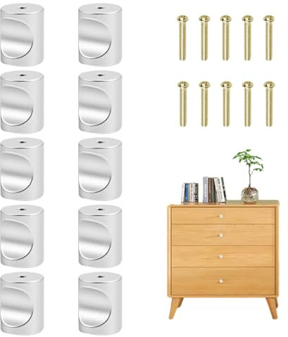 10 PCS Bouton de Meuble, Boutons de Tiroir Boutons de Portes pour Placards Monotrou en Aluminium Mat avec Vis Poignées Modernes Résistantes à l'Usure pour Tiroirs Armoires et Portes de Cuisine (Set B)