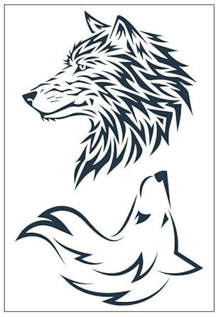 5 Stück Wolf Herbal Semi-Permanente Saft-Tattoo-Aufkleber, Schweiß- Und Wasserfeste Tattoo-Aufkleber
