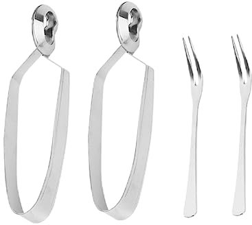 PHENOFICE 4 Stück Gebackenes Schneckengeschirr Meeresfrüchte- Lebensmittelzange Aus Stahl Französische Gebackene Schneckengabel Schnecken-essbesteck Schaltier Rostfreier Stahl Silver