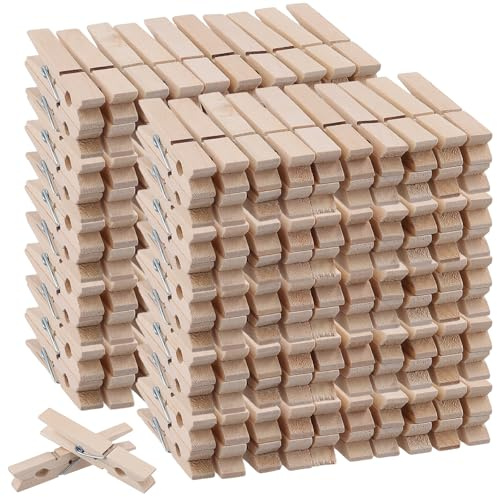 KEILEOHO 300 Stück Wäscheklammern aus Holz 7,2 cm, Holzklammern zum Basteln für Wäsche, Adventskalender