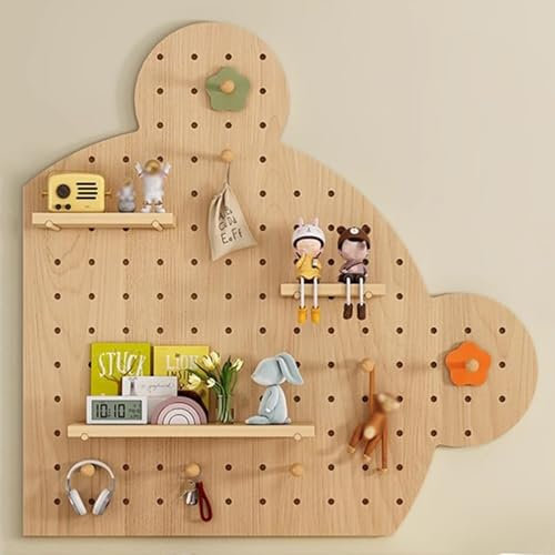SCBTGKLN Panneau Perforé, Panneau Perforé Mural, Pegboard, Rangement Outils Mural, Organisation du Garage, Panneau Perforé Mural for Organisateur Mural, for Bureau à Domicile(Natural)