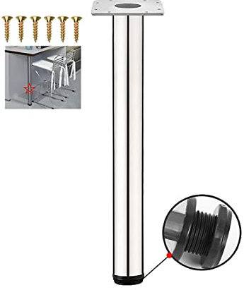 Verstellbares Tischbein aus Edelstahl mit 150 kg Tragkraft, rundes Rohr-Design für Frühstücksbar, Arbeitsplattenstütze, 40 cm Höhenverstellung