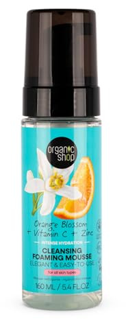 Organic Shop Orange Blossom Skincare - Espuma limpiadora de hidratación intensa, 160 ml