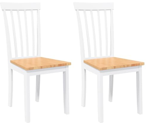 vidaXL Sedie da Pranzo 2 pz Bianche in Legno Massello di Hevea, sedia da pranzo, sedia da cucina, sedile da pranzo, sedia, sedia da soggiorno