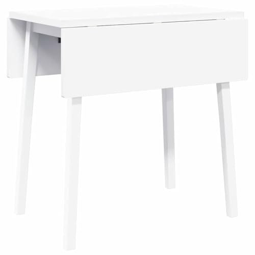 HEFZGDB Esstisch Weiß Massivholz Gummibaumholz Kleiner Tisch Stehtisch Konsolentisch Schmal Kleiner Küchentisch für Garten Speisesaal Balkon Küche