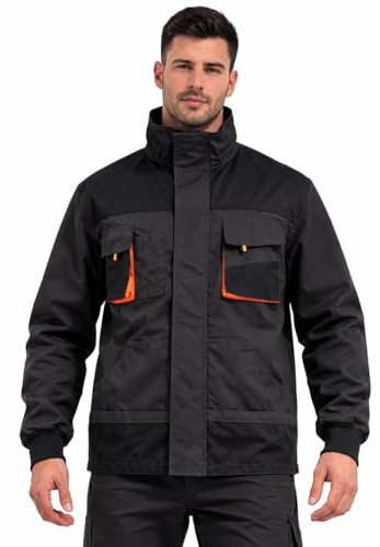 BWOLF Atlas Chaqueta de trabajo multifuncional para hombre, chaqueta de trabajo, chaqueta de trabajo, chaqueta de cintura resistente, gris, L