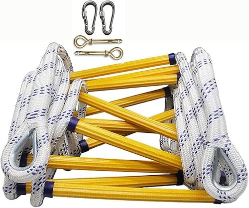 LUMSGN Échelle de Corde, échelles de Secours, échelles de Secours, échelles de Secours à Un étage, échelles de Secours d'urgence, déploiement Rapide avec mousquetons pour Enfants et Adultes, échell