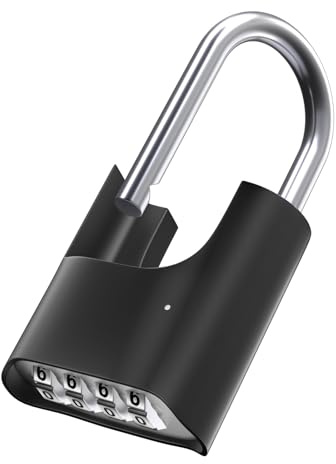 ZHEGE Heavy Duty Long Shackle Combination Padlock Outdoor (Black, Long) | 4 Digit Padlocks with Code, Large Padlock with Anti-Attack Design, Weatherproof Combination Lock for Shed, Garage, Fence