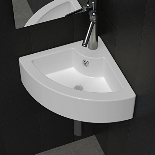 Snsowed Lavabo con rebosadero, Lavabo sobre Encimera, Lavabo Baño, Muebles De Baño, Mueble Lavabo, Blanco 45x32x12,5 cm