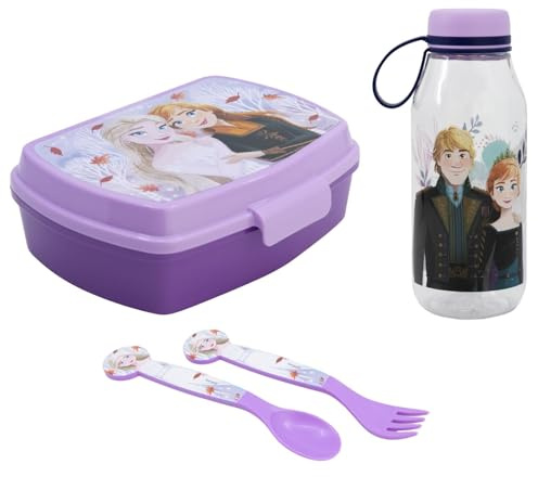 WS-Trend Disney Die Eiskönigin Elsa 4 tlg Kinder Set Brotdose Trinkflasche 460 ml Besteck