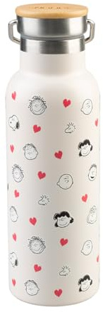 Grupo Erik - Bouteille Isotherme Snoopy 500ml | Gourde Isotherme en Acier Inoxydable et Sans BPA, Blanc | Bouteille Inox Double Paroi | Sans BPA, Anse de Transport, Froid 24h Chaud 12h, École et Bureau