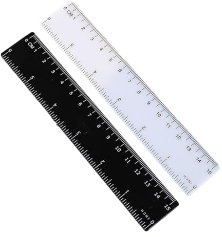 AEUXZA 2er Pack Lineal 15cm Kunststoff – Kleines Taschenlineal Set (Schwarz & Weiß) – Doppelte Skala Metrisch & Zoll für Schule, Büro & Hausaufgaben – Kompaktes Messwerkzeug