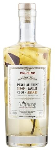 L’Arôm’Arrangé – Punch au Rhum Piña Colada 22.8° – 70 cl – Rhum arrangé artisanal ananas Victoria & coco fraîche – Médaille d’Argent Paris 2024