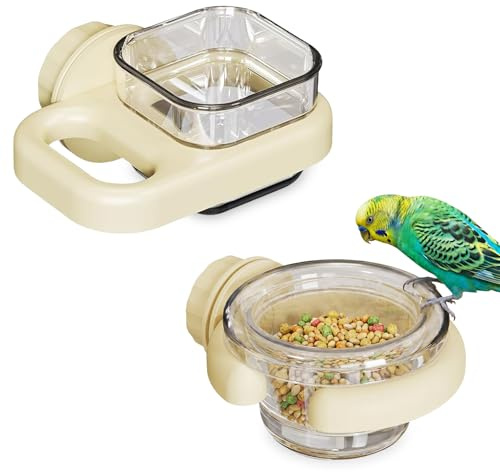 2 Stück Vogelfutterspender, Plastik Vogelfutter Wasserschalen Becher Käfigzubehör Wellensittich Futterspender Vogel Futternapf für Käfig Sittiche Wellensittiche Kleintiere