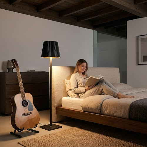 Oyajia 130 cm Stehlampe outdoor LED Tischleuchte für Außen & Innen - kabellose Stehleuchte mit Touchdimmer - dimmbare LED (inkl.) Stehlampe IP54 für Terrasse, Garten, Balkon & Wohnzimmer - schwarz