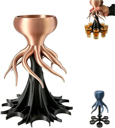 Lebensmittelechter 8-Schnaps-Spender, 3D-gedruckter Oktopus-Spender für 6 oder 8 Schnapsgläser, origineller Schnaps-Spender für Cocktails und Säfte, einzigartiges Bar-Accessoire (01# 8 Shot)