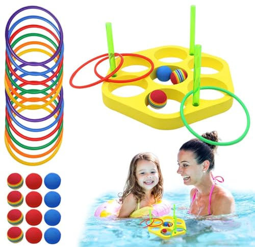 Poolringkastningsspel Triangel och Cirkel Skum Kul Simleksaker | Barn, Pool, Ringar Och Vatten Lekar för familj, flickor, pojkar, utomhus, trädgård, gångväg, bakgård, ,