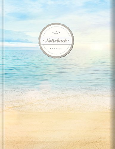 Kariertes Notizbuch (©Star, A4, 156 Seiten, Softcover) || Mit Register + Doppelrand || Dickes Notizheft, Fester Einband, Kariert Nr. 26, Matheheft, Schulheft, Sketchbook, Tagebuch, „Strandmotiv“