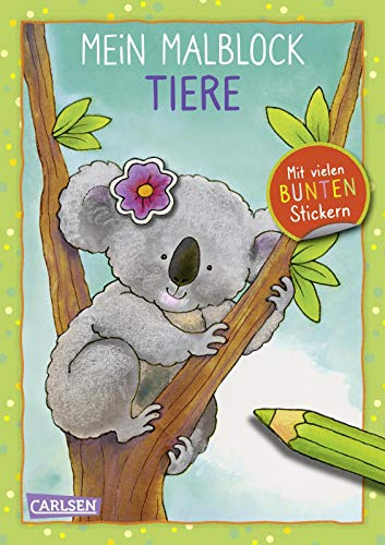 Mein Malblock Tiere: Mit vielen bunten Stickern