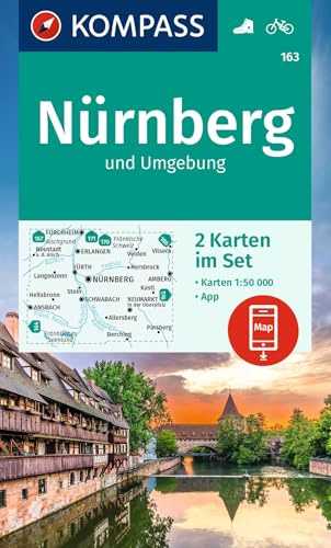 KOMPASS Wanderkarten-Set 163 Nürnberg und Umgebung (2 Karten) 1:50.000: inklusive Karte zur offline Verwendung in der KOMPASS-App. Fahrradfahren.