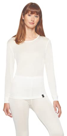 Terramar Womens 100% Silk Thermasilk Pointelle Scoop Shirt Baselayer Base Layer Tops, Natural, X-Large US
