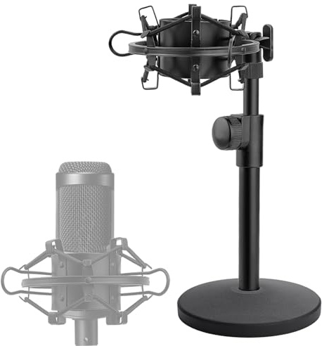 AT2020 Desktop Microphone Stand with Mic Shock Mount, Adjustable Table Mic Stand for Audio Technica AT2020 AT2020USB+ AT2035 ATR2500 Condenser Studio Microphone by Frgyee