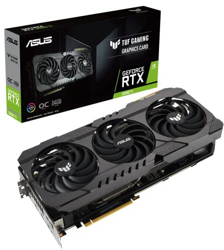 ASUS TUF GeForce RTX 3090 Ti OC Edition 24GB GDDR6X Gaming Grafikkarte (Nvidia Ampere, PCIe 4.0, DLSS, Raytracing, GDDR6X Speicher, 2X HDMI 2.1, 3X DisplayPort 1.4a, TUF-RTX3090TI-O24G-GAMING) Schwarz