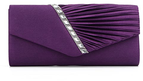 EVEOUT Satin mit Kristall Abend Clutch Handtasche für Damen Schultertasche Hochzeitsfeier Prom Geldbörse für Damen Brauttasche
