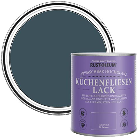 Rust-Oleum Blue Water-Resistant Kitchen Tile Paint in Gloss Finish - Evening Blue 750ml