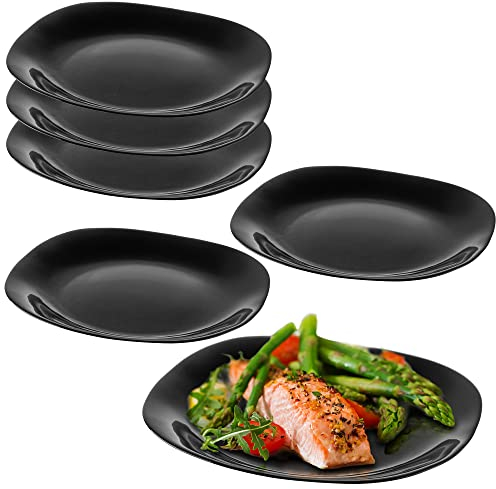 KADAX Juego de platos llanos negros, juego de platos para lavavajillas, platos de cristal reforzado, vajilla moderna para casa y restaurante (negro/6 unidades)